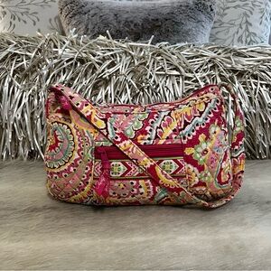Vintage VERA BRADLEY Capri Pink 2007 Hobo Bag USA Shoulder Green Paisley Y2K